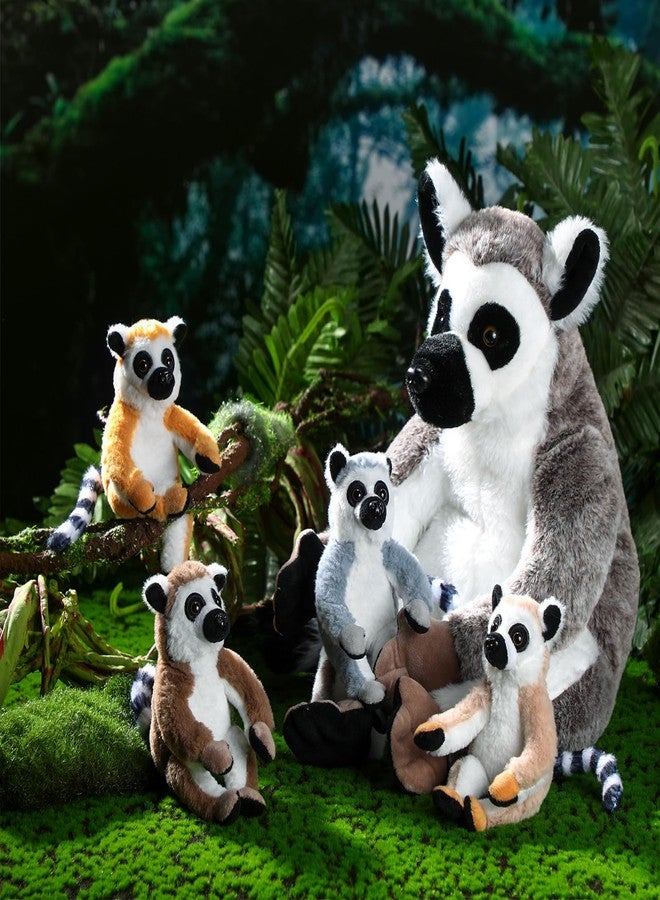 RoundFunny 5 Pcs Lemur Stuffed Animal Set Mommy Lemur Plush with 4 Cute Babies in Her Tummy Soft Cuddly Plush Toys for Boys Girls Birthday Gifts Baby Shower Woodland Party Decor - Image 4